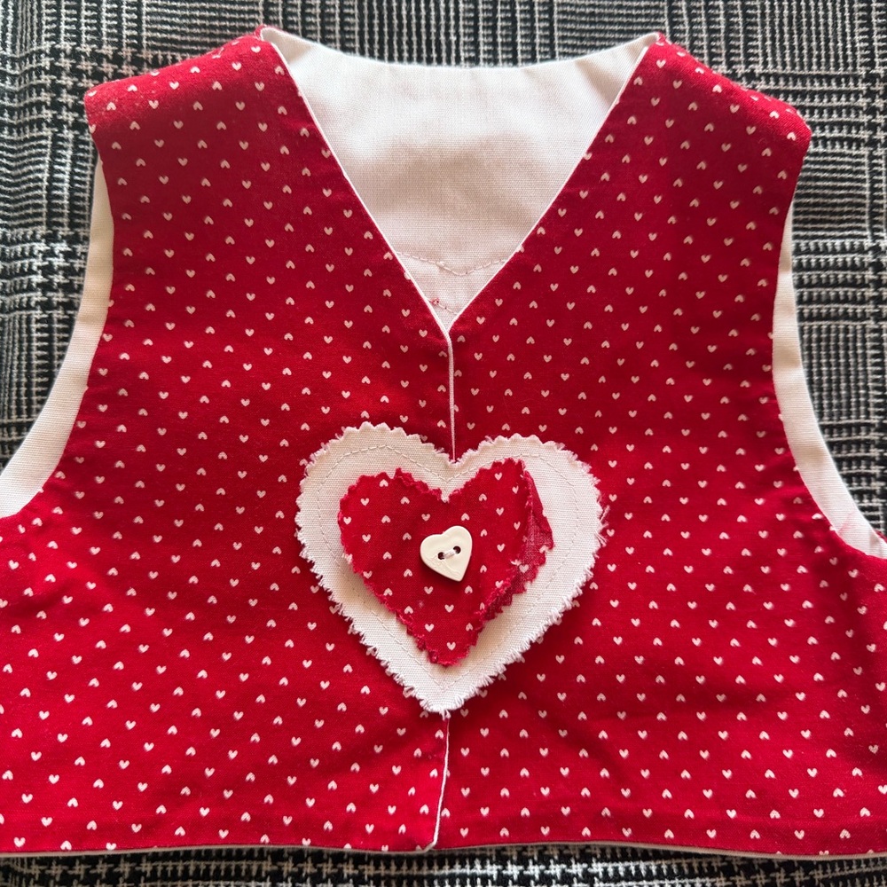 Red Heart Kids Vest Valentine’s Day Handmade Vest for Baby Girl